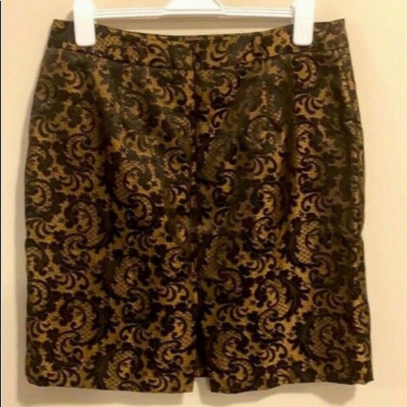 Worthington 16 gold black embossed paisley print a-line skirt - Picture 4 of 4